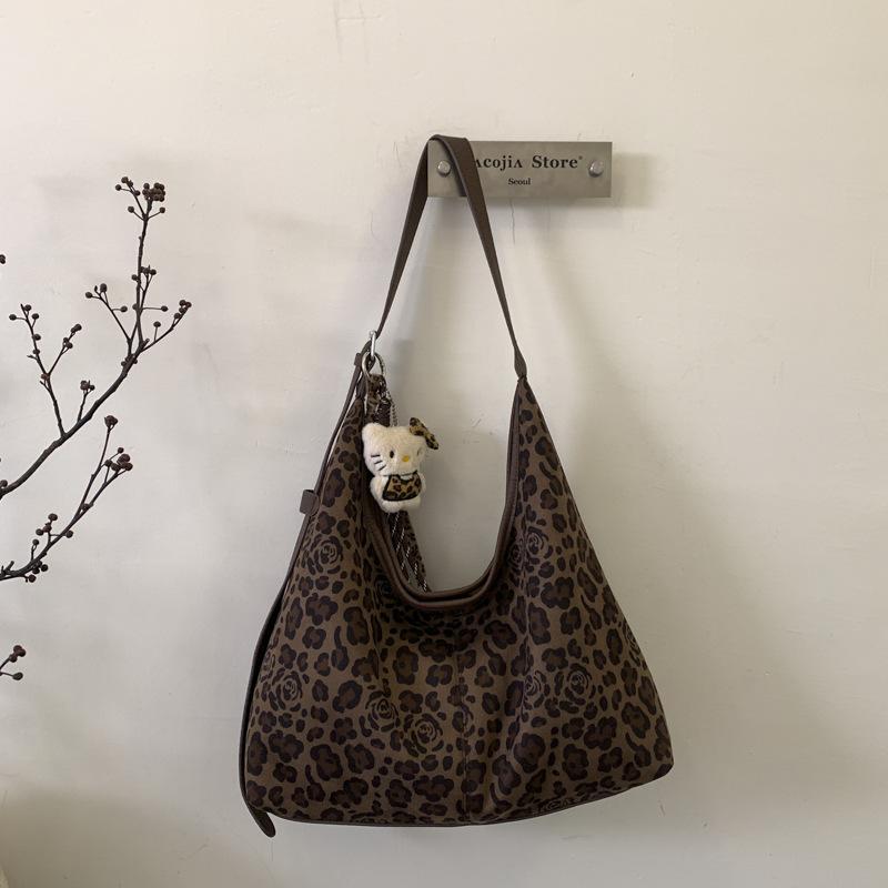 Mode Leopardenmuster Tragetasche Herbst neu große Kapazität personalisierte Schultertasche lässige Pendler Eimertasche