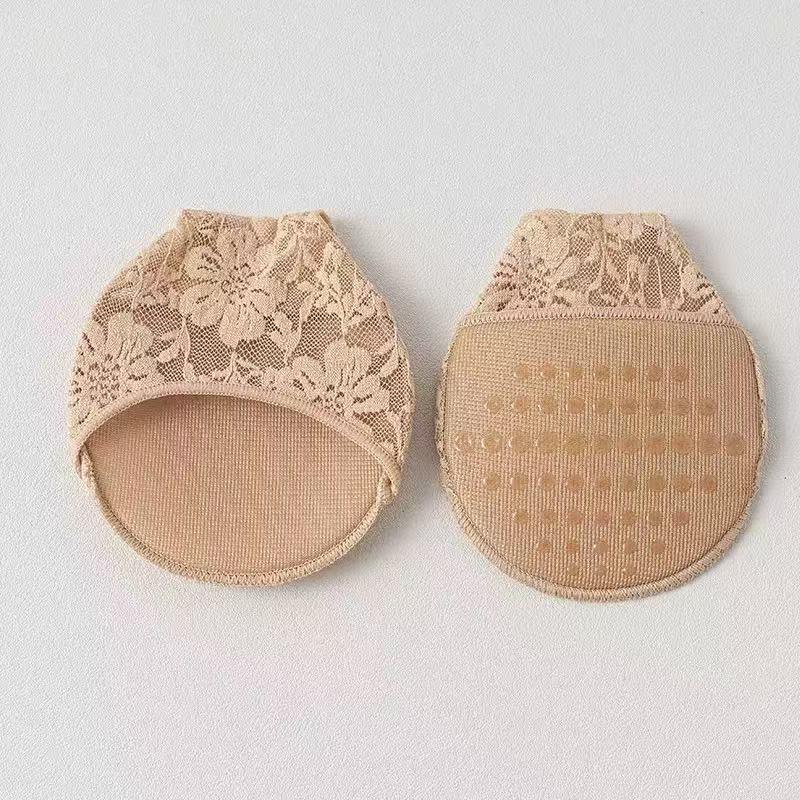 Invisible Lace Half-Sole Sandal Socks for Women - Anti-slip, Thin Silk Forefoot Pads
