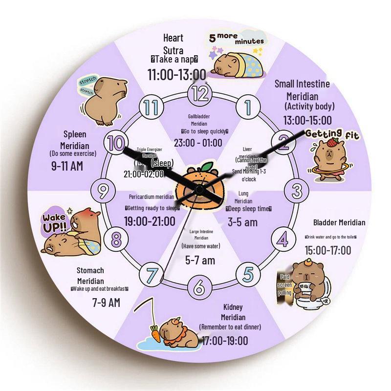 Traditional Chinese Medicine Meridian Health Wall Clock with Silent Mechanism