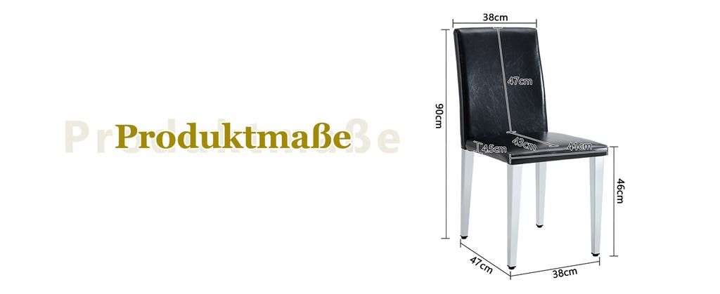 [2 Minimalist Dining Chairs] European Light Luxury In Black-Silver: Black PU Leather + Silver Metal Legs, Fits Modern Dining Rooms, Living Rooms.