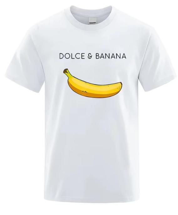 Summer Unisex TShirt High Quality Cotton Blend Funny Banana Printing Loose ONeck Unisex Short Sleeve Casual For Male TShirt Top Tee