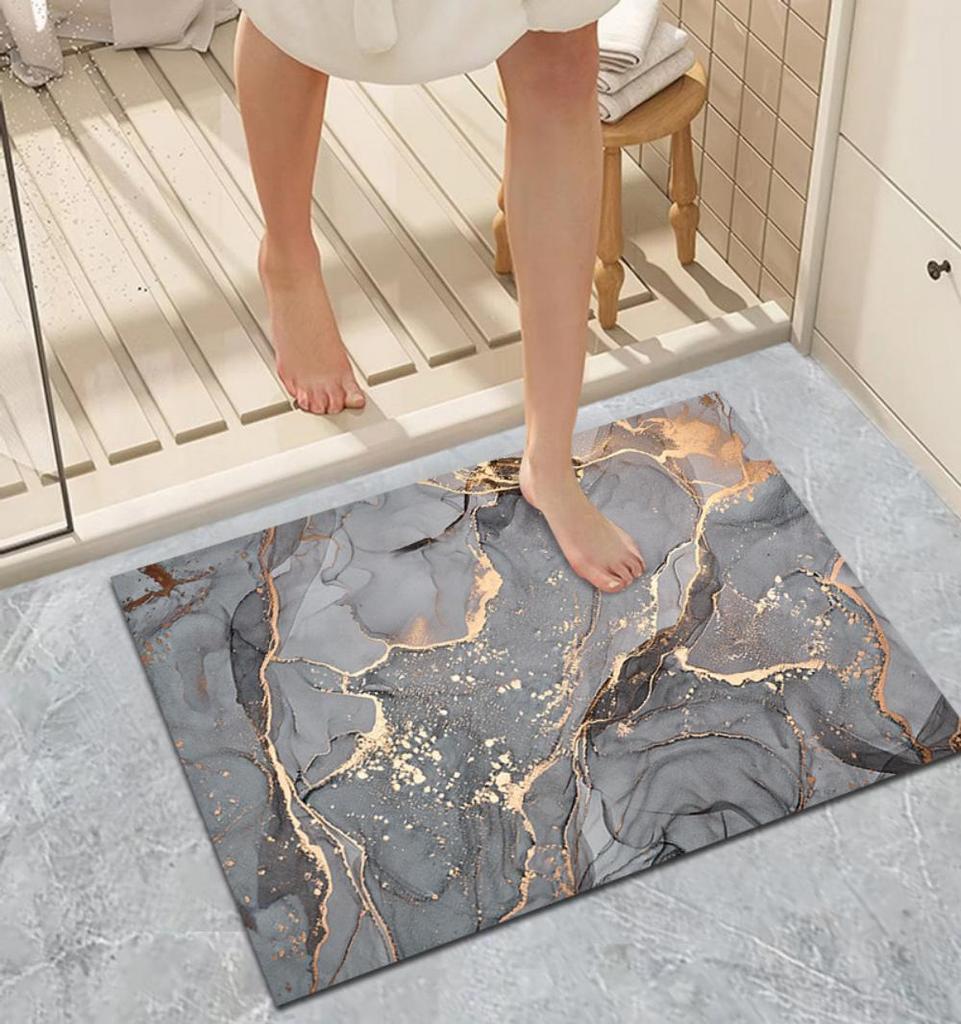 Light Luxury Crystal Velvet Floor Mat Household Doorway Door Mat Simple Dirty-Resistant Kitchen Bathroom Floor Mat