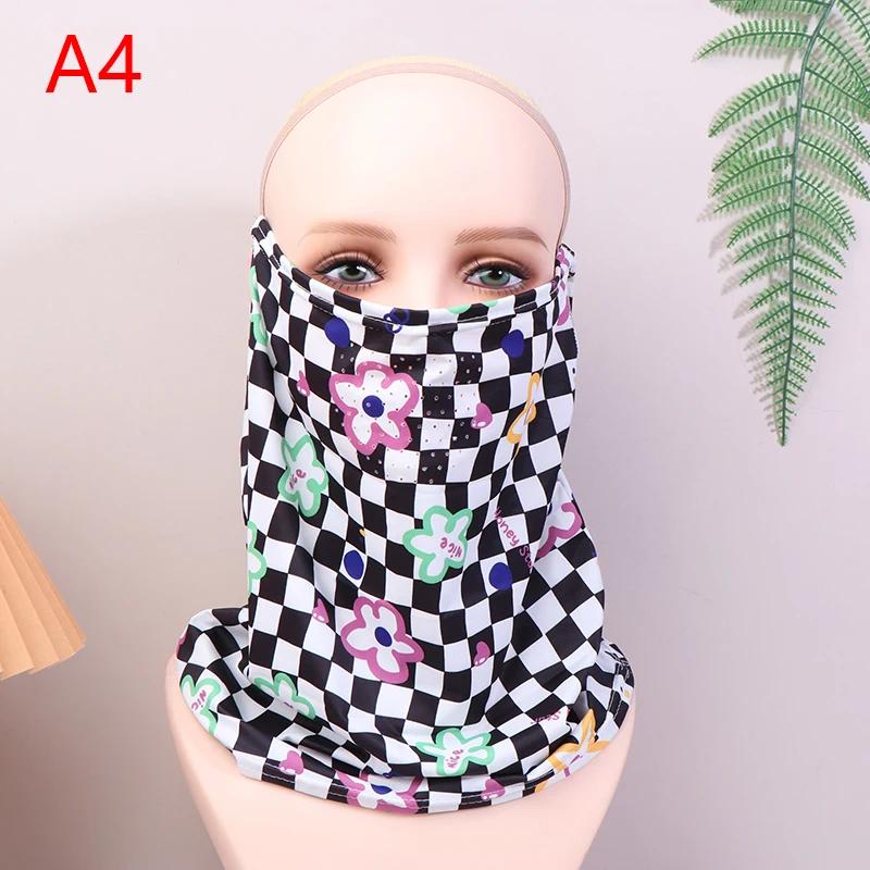 Ice Silk Fishing Cycling Bandana Women Face Cover Half Mask Hang-Ear Neck Cool Tube Scarf Sport Running Hiking Hunting