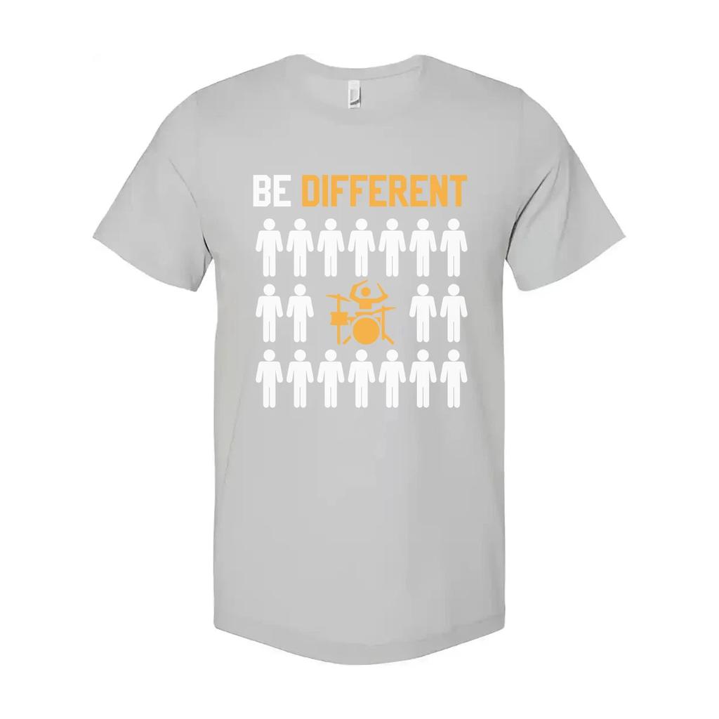 Be Different Unisex Graphic T Shirt With Drum Set Icon Design For Music Lovers C