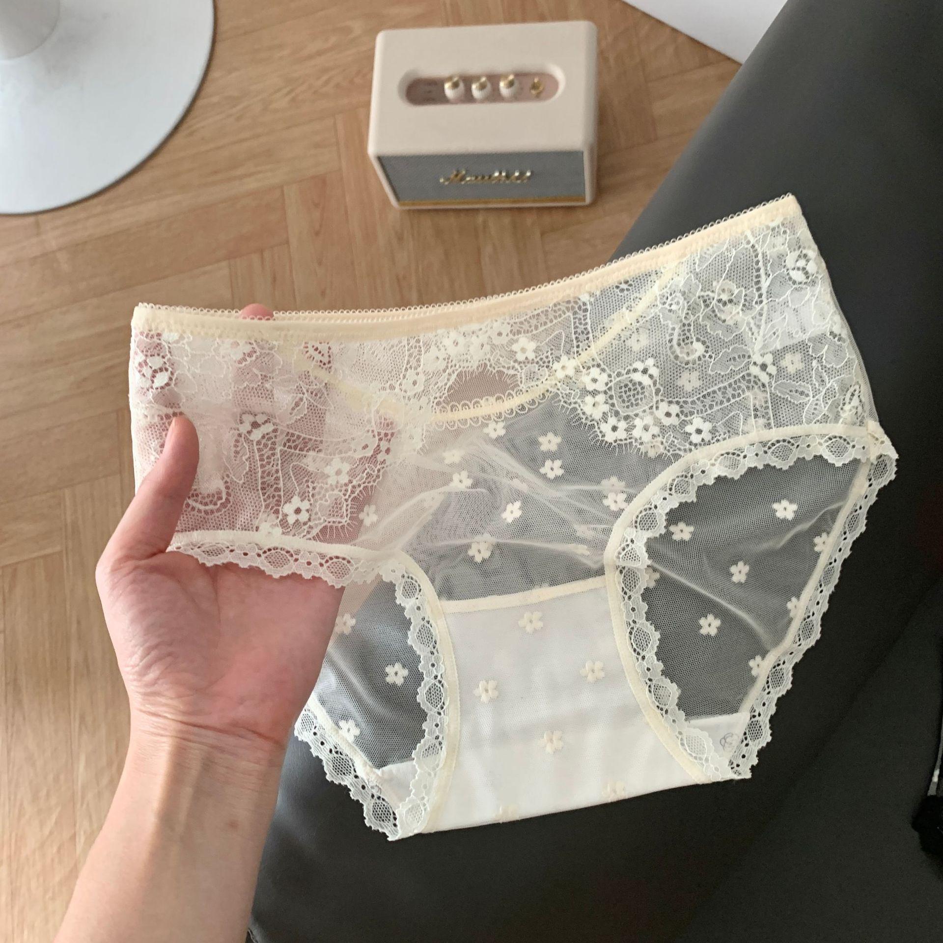 

Женские весенне-летние сексуальные кружевные хлопковые трусики с ластовицей и средней посадкой L телесный