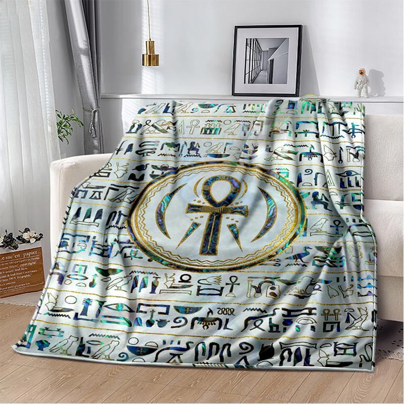 3D Ancient Egyptian Mythological Ideographic Sign Symbols Blanket,Soft Throw Blanket for Home Bedroom Bed Sofa Cover Blanket Kid