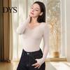 Abbigliamento Termico Comodo da Donna Top Colore Unico Scollo a V Manica Lunga Velluto Accogliente Strato Base Fodera Senza Cuciture Elastico Fondo Blusa Invernale