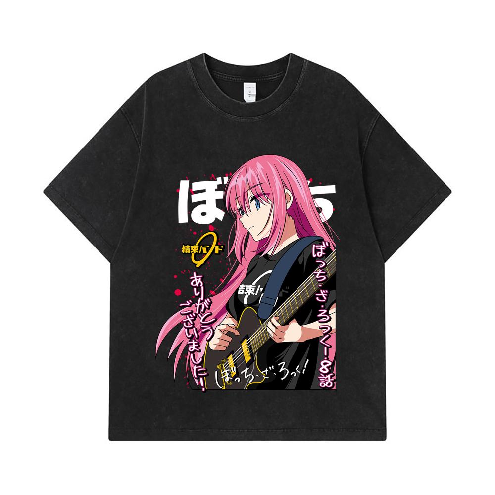 275 GSM Washed T-shirts 100% Cotton Bocchi The Rock V4 Print Unisex Heavy Cotton T Shirt