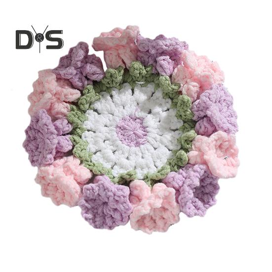 Květinový tkaný podtácek, protiskluzové držáky na kelímky, prostírání, dekorativní háčkovaná konvalinka, podložka na nápoje, opakovaně použitelný prostírání na stůl, kuchyňské doplňky.