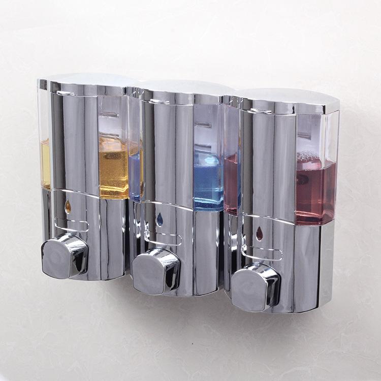 Modern Three Bottle Wall Mount Shower Soap Dispenser ABS Liquid Foam Soap Dispenser for Home Kitchen Hotel School
