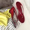 Cowhide Version~ French Niche Wedge Heel Flip-flop Shoes for Women's New Versatile High-heeled Sandals