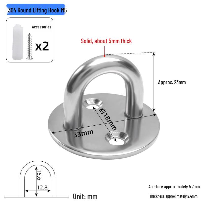 304 Stainless Steel Ceiling Hook Set - U-shaped Load-bearing Hang & Lift Hook for Fans, Sandbags, Lamps & Pendants