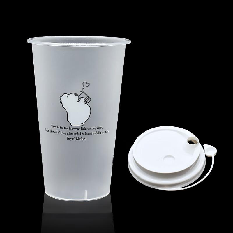 Bear Pearl Disposable Milk Tea Cups with Lids