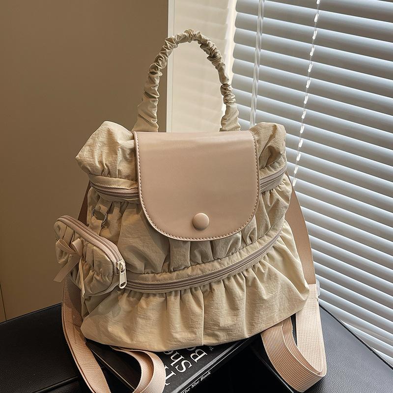 College style lazy pleated backpack trendy new fashion casual women's handbag
