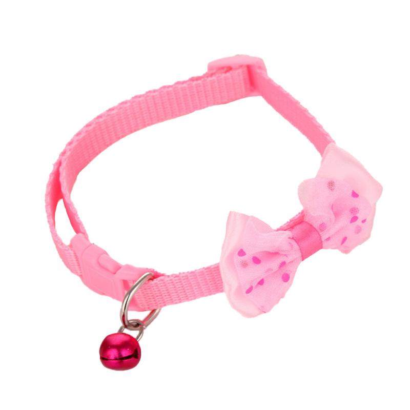 Colorful Fashion Pets Bowknot Collar With Bell Wear-resistant Size Adjustable Polka Dot Printing