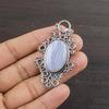 Natural Blue Lace Agate Gemstone 925 Sterling Silver Jewelry  Pendant 2.16" AJP-2465
