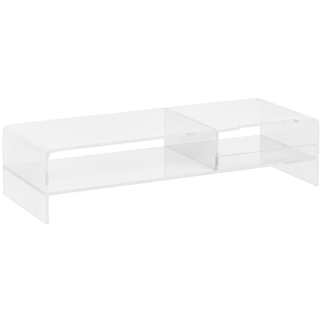 24" Max PC Monitor Stand with 2 Open Shelves. Made of Transparent Acrylic. 50.8x19x12cm