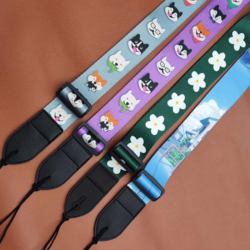 Adjustable Guitar Strap Printed Guitar Shoulder Strap Electric Guitar Shoulder Belt Guitar Accessories for Ukulele Bass