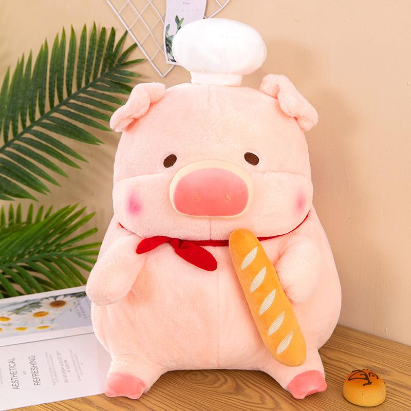 New chef bread pig plush toy cute pig doll girl soothing pillow children doll