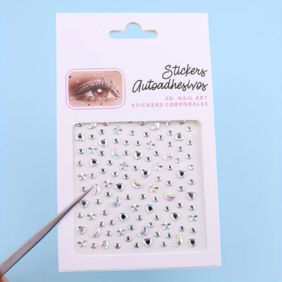 Adesivi Strass Acrilici per Viso Scintillanti per Viso - Design Cuore, Stella e Luna per Feste, Palco e Festival