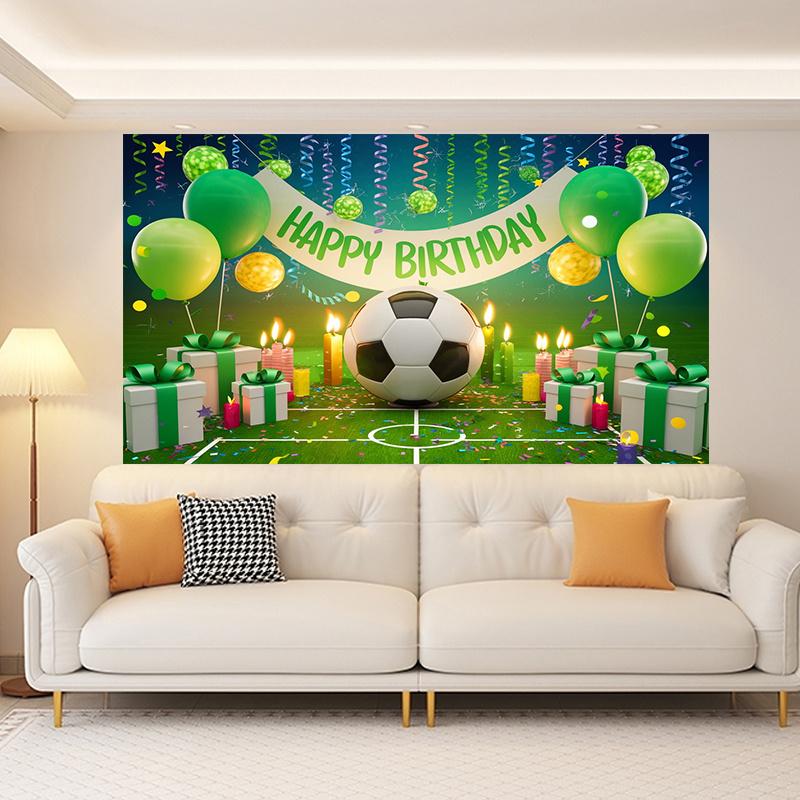 2D 1 party banner featuring a football theme and balloon design suitable for birthday decoration