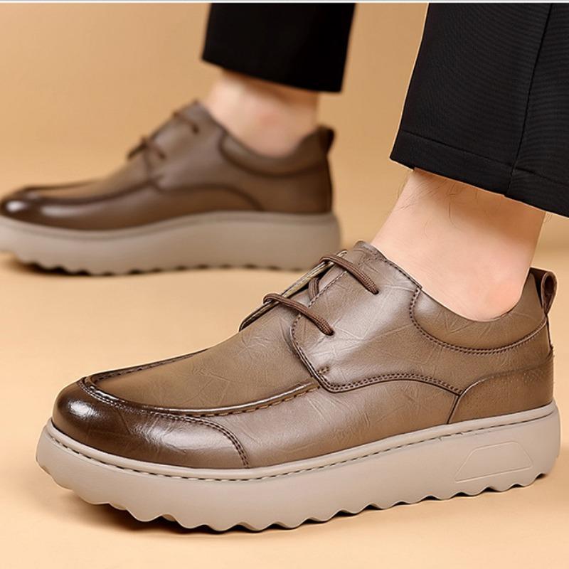 Fashion Spring Autumn Platform Leather Sneakers for Men Low Top Designer Soft-soled Retro Men's Shoes Fashion Casual Driving Shoes Male