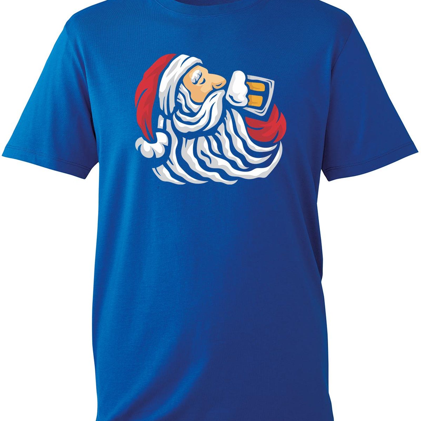 Santa Beer Christmas T-Shirt,Santa Claus Drinking Beer,Drinking Santa Royal Blue Unisex T-Shirt L