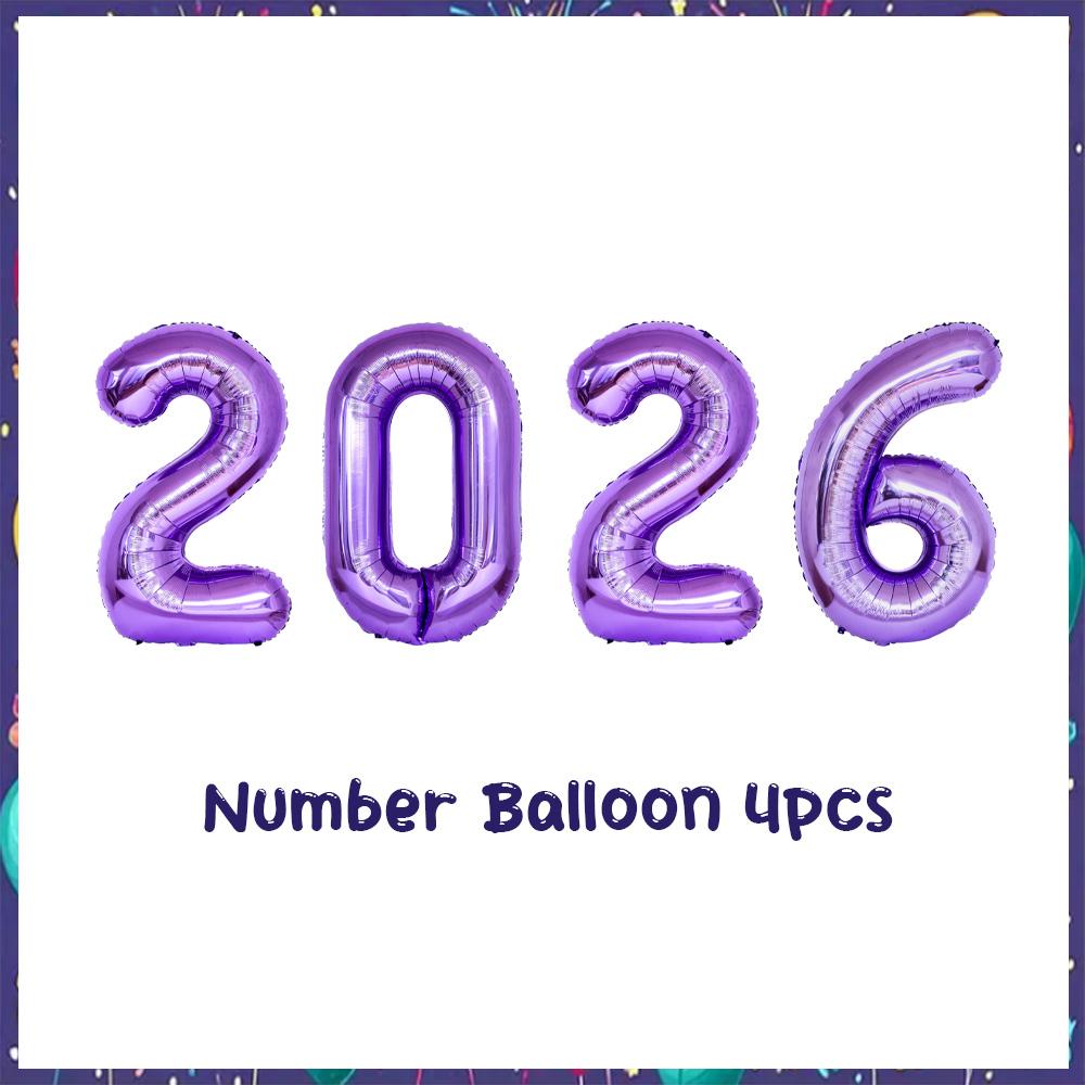 32inch 2026 Foil Balloons Color New Year Party Decorations Anniversary Supplies 12 Inch Glitter Latex Balloons Photo Booth Props