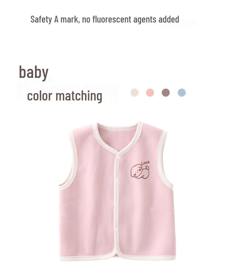 Vestă Coral Fleece Căptușită cu Fleece pentru Bebeluși, Băieți și Fete - Îmbrăcăminte Exterioară Caldă pentru Toamnă/Iarnă