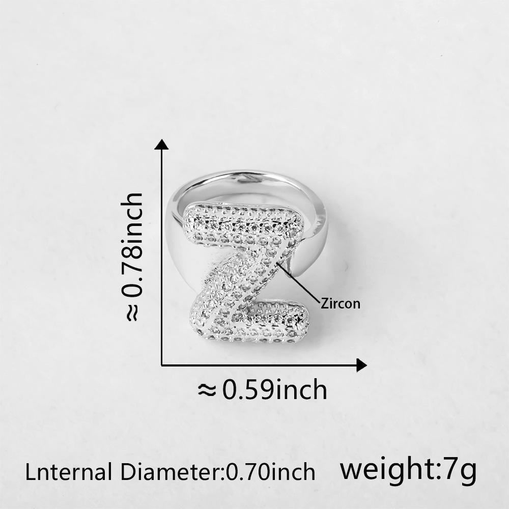 26 Letter Open-Ended Zircon Ring INS Minimalist Series Gift For Friends