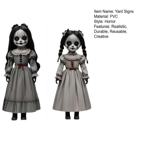 2Pcs Halloween Horror Dolls Yard Signs Realistic Gothic Garden Stakes Festivals Spooky Dolls Creepy Party Decoration