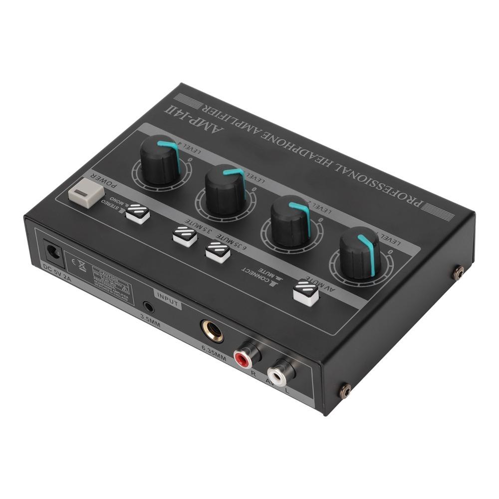 4 Channel 8 Outputs AMP‑14II Headphone Amplifier 4 Way Stereo Headphone Amplifier Studio Stage
