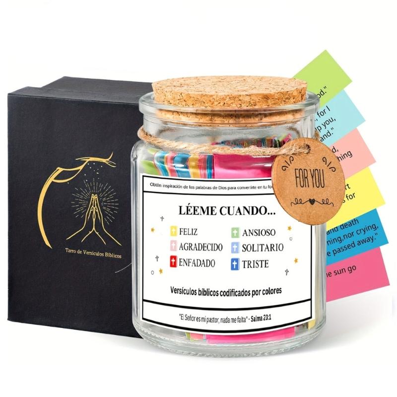 Devotional Vessel Bible Verses In Glass Jar For Prayer Scripture Paper Cards Included Christian Home Decoration Gift
