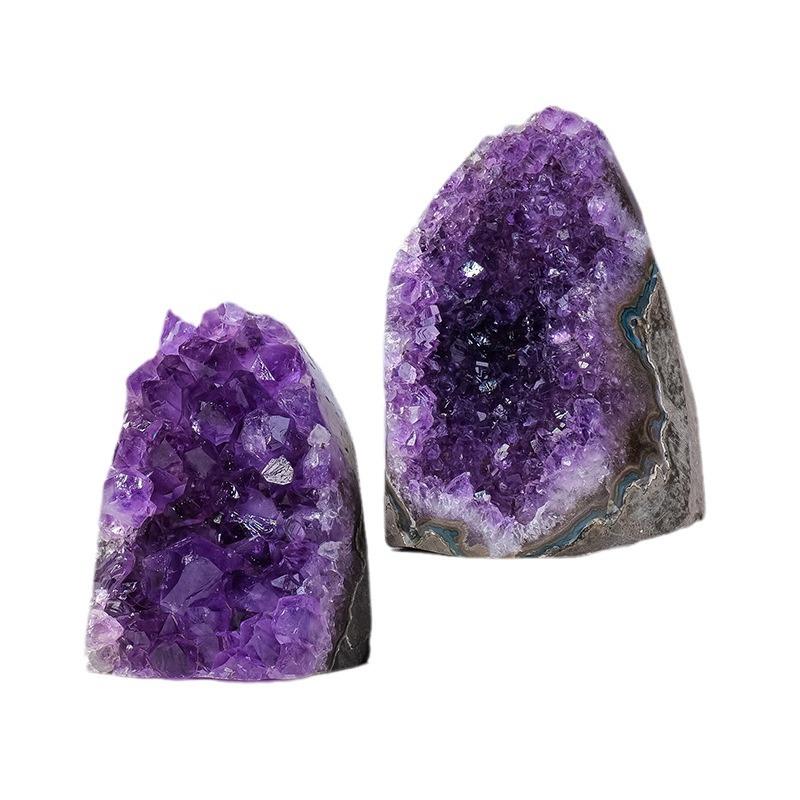 High Quality Carved Uruguayan Amethyst Natural Crystal Purple Quartz Irregular Gemstone Cluster Ornament for Home Decor (as the picture,Irregular size)