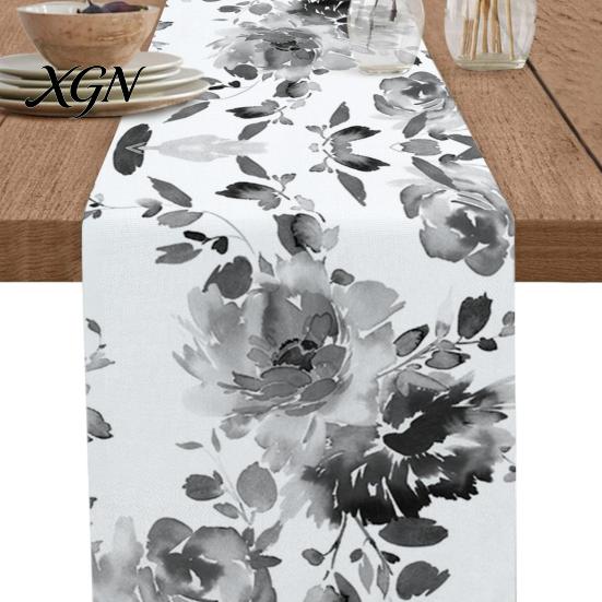 Floral Table Runner for Dining Room Runner, Spring Summer Flower Prints, 72 Inch Botanical Garden Print Farmhouse Cover Home Decor Soft