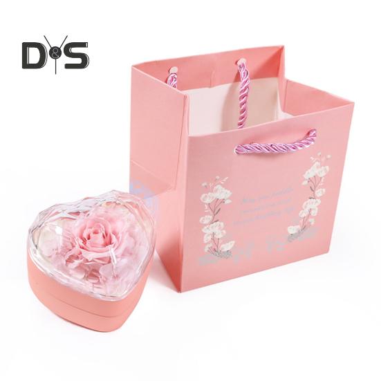 

Шкатулка для колец, подарочная коробка с консервированными розами, органайзер для колец в форме сердца, консервированные цветы, подарки на годовщину для девушки, мамы розовый