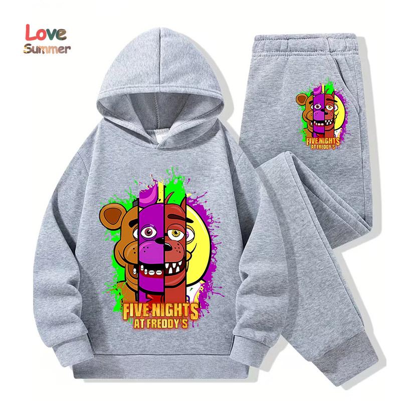 2026 Five Nights Hoodies+Hosen 2er-Set 3-14 Jahre Jungen Mädchen Trainingsanzug Kleidung Hoodie Jungen FNAF Sportlicher Anzug Ideal für den täglichen Gebrauch im Freien