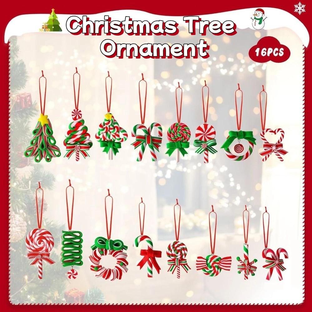 16/32Pcs Colorful Candy Cane Wooden Pendant Candy Cane Hanging Decoration  Xmas Party Supplies