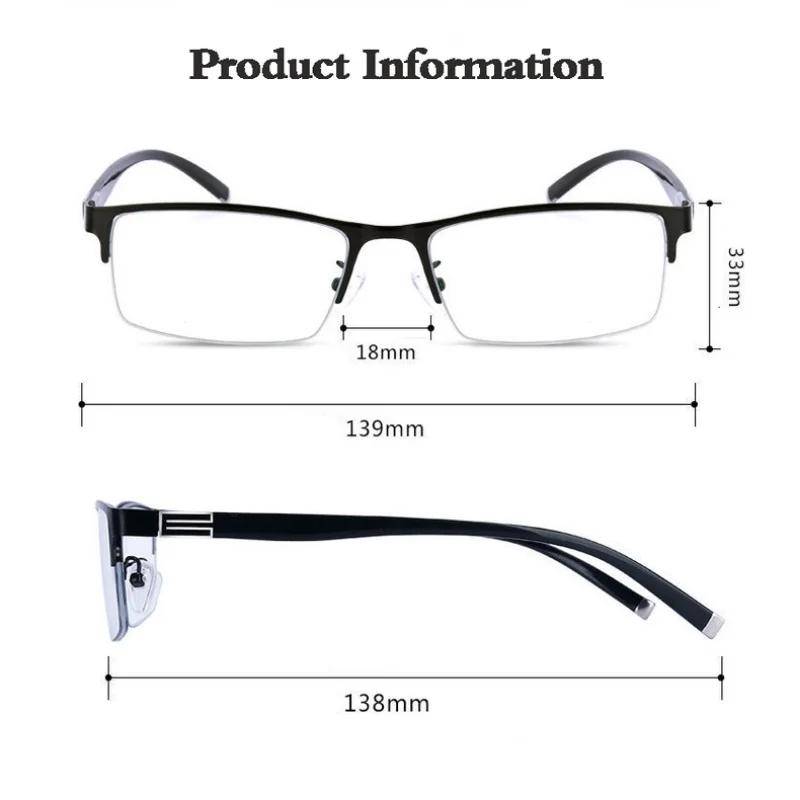 Anti Blue Light Bifocal Reading Eyeglasses Men Business Durable Metal Metal Half Spectacle Frame Frame Presbyopia Glasses +10 To +40 +1.0 +4.0