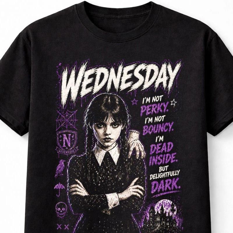 Wednesday Addams Dead Inside Dark Gothic Quote Unisex TShirt S