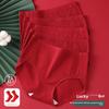 Plus Size Women Spring and Autumn Year Red Cotton Extended Crotch Breathable Belly High Waist Triangle Briefs