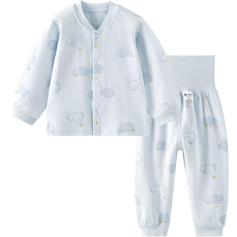TONGTAI Baby Pure Cotton High-Waist Thermal Pajama Set