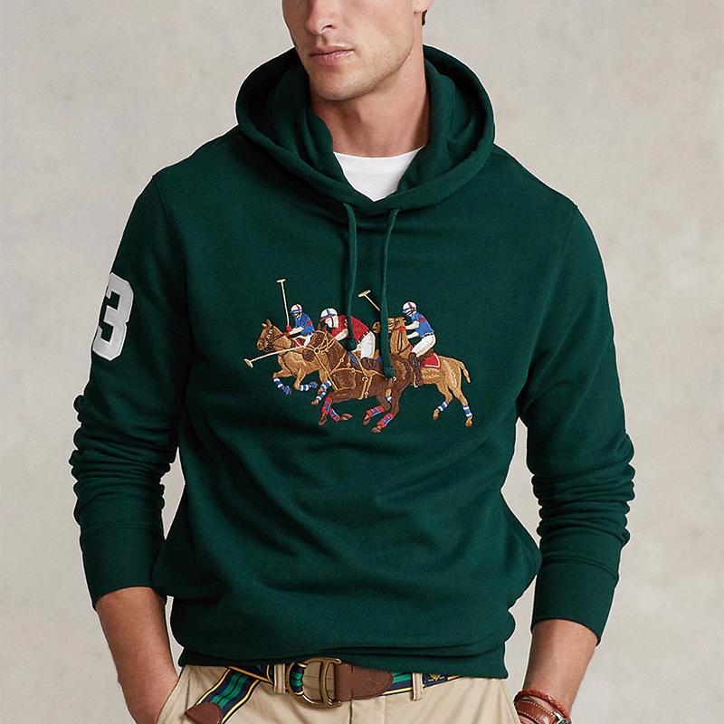 Polo Ralph Lauren FW23 Logo Embroidered Hoodie Men Hoodies Dark-Green 710823853-005