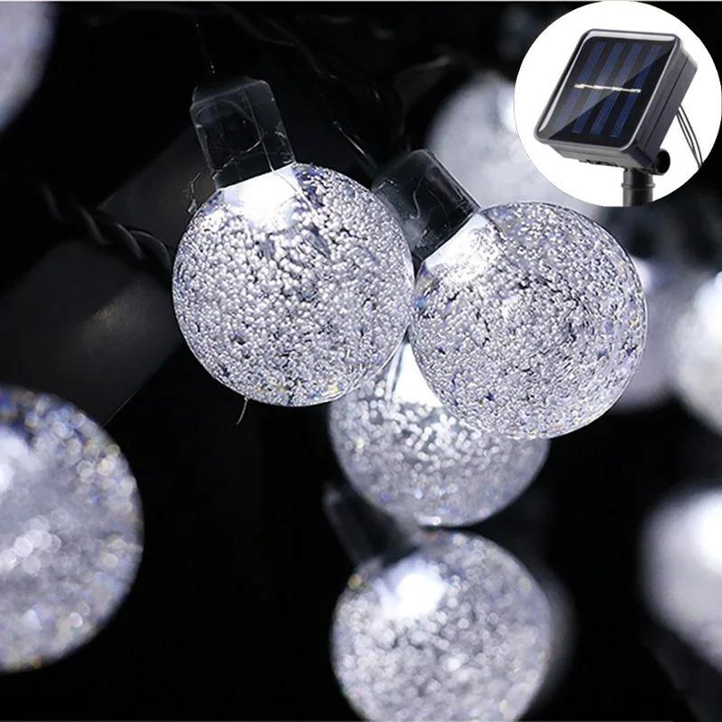 

Solar Crystal Ball LED Light String Fairy Bubble Globe Lights Camping Waterproof Garlands Lamp For Outdoor Party Christmas Decor5/7/12M 20/50/100LED White 5M20LED