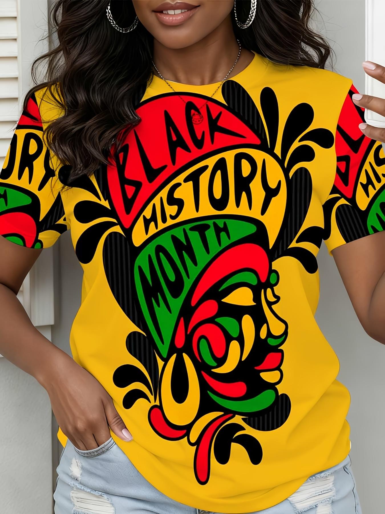 

Women s African Print T-Shirt Suitable for Black History Month - Round Neck Short Sleeve Casual Top with Cultural Heritage Design. African Patterns in 3XL дубильная кора