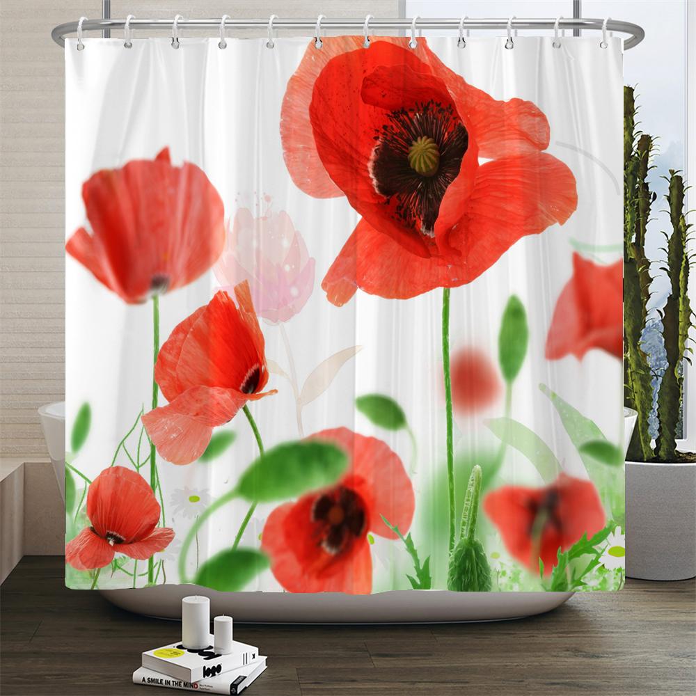 3d Sunflower Yellow Flowers Shark Shower Curtains Bathroom Waterproof Bath Curtain Polyester Cloth With Hooks Decor Bath Screen