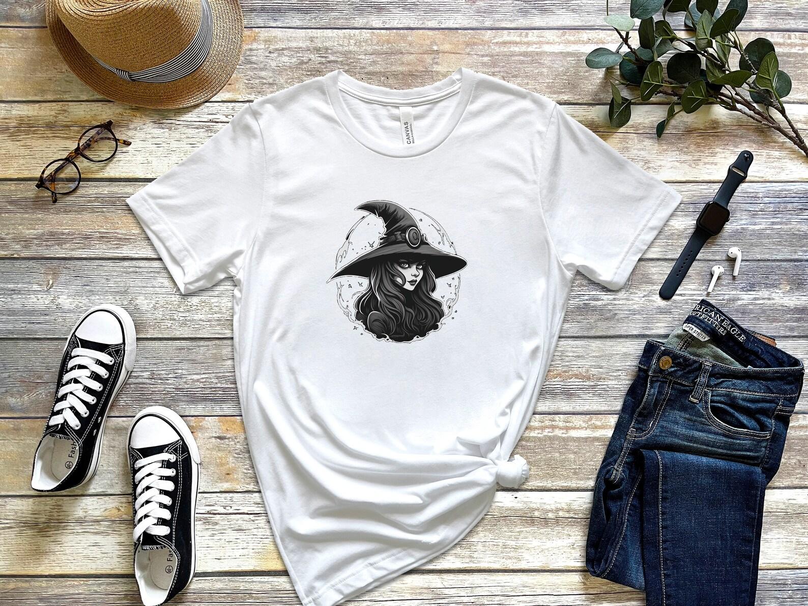 Witchy Celestial Shirt: Mystical Halloween Tee L