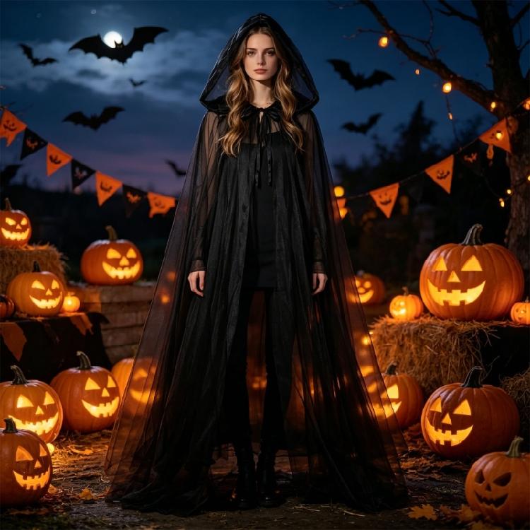 Mantelle Lunghe alla Moda Senza Maniche con Tulle Multistrato Rete Elegante Mantello per Eventi a Tema per Costumi Fantasy