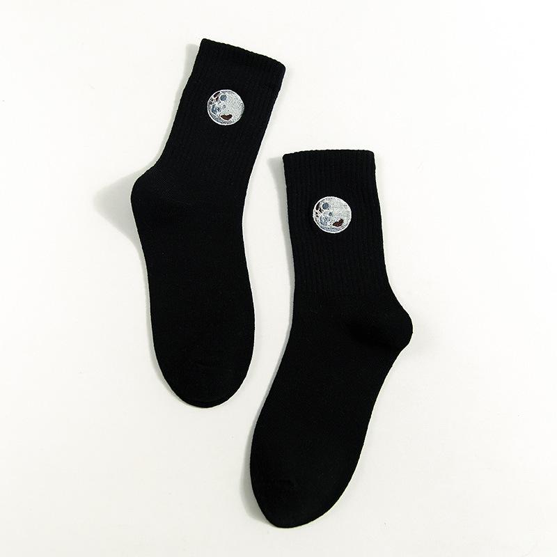 Japanese Harajuku Short Socks for Women Girls Ladies Cartoon Planet White Black Gray Green Pink Leisure Gift (SO10)