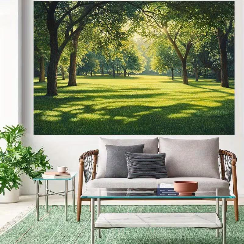 2D Green Park Background Cloth Sunny Forest Lawn Nature Party Backdrop Banner